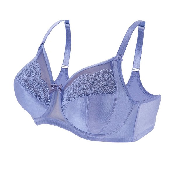 Set of 3! 42C Glamorise ELEGANCE Bra (UNDERWIRE) Lace Side-Bones Blue-Ice NEW - Picture 2 of 16